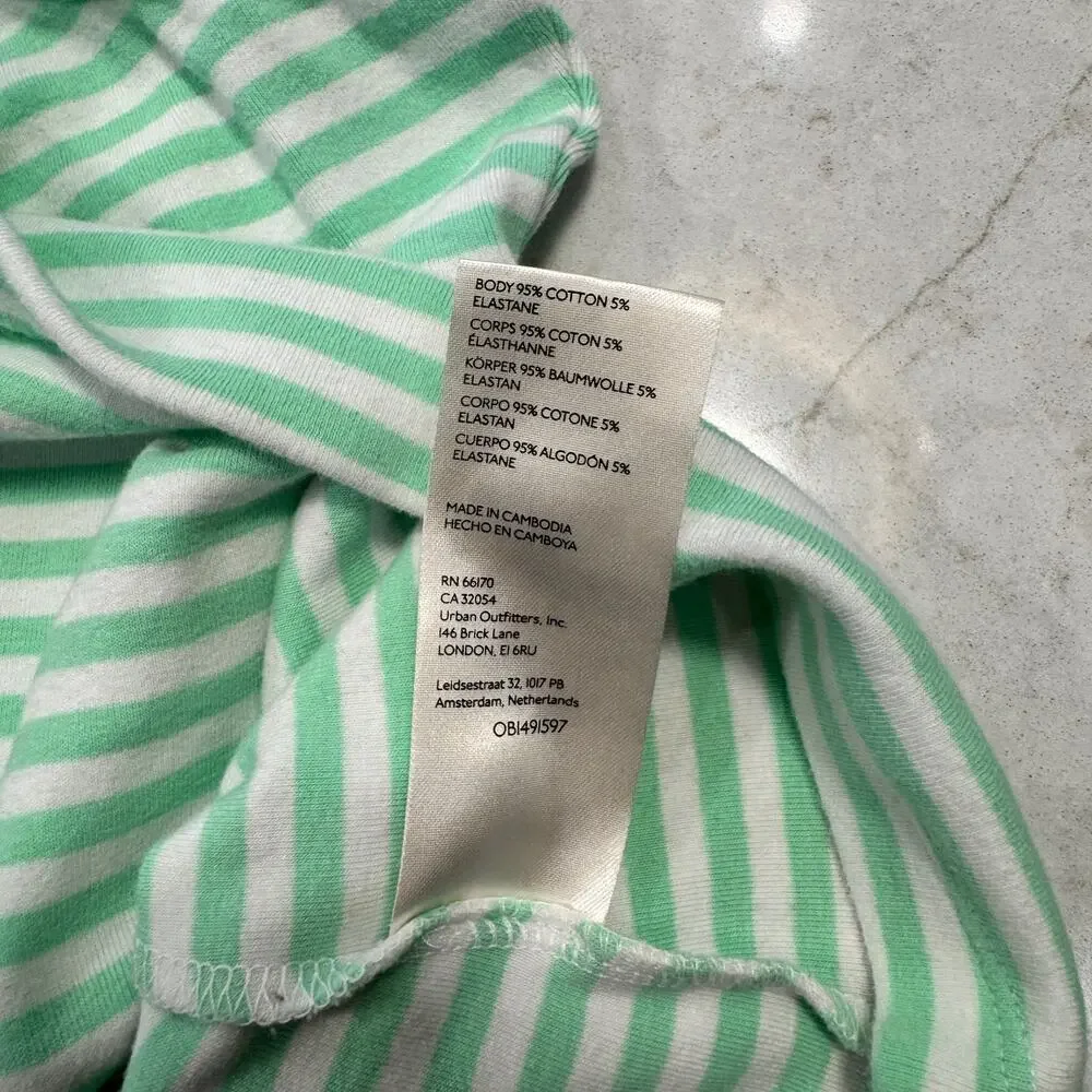 Maeve Cotton Tank Top Green & White Striped Women's XL French Coastal Spring - Picture 11 of 12